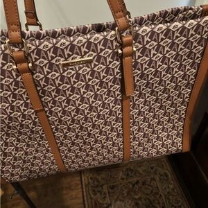 Anne Klein AK Pattern Tote in Brown and Cream